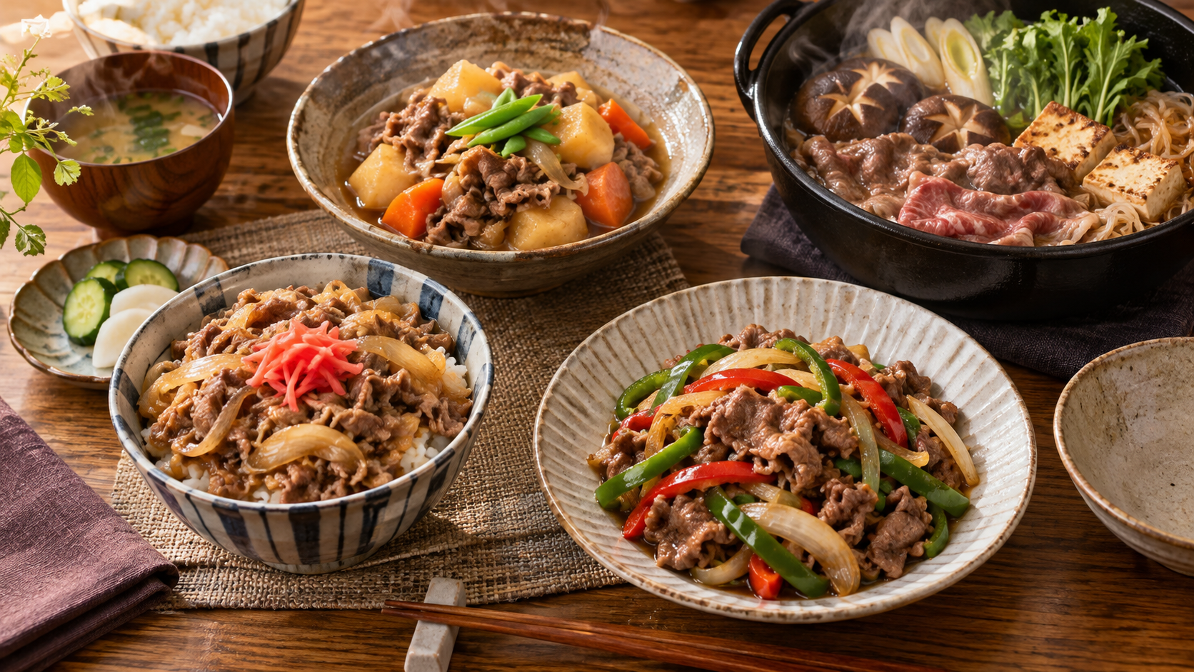 牛こま切れと切り落としを使った料理