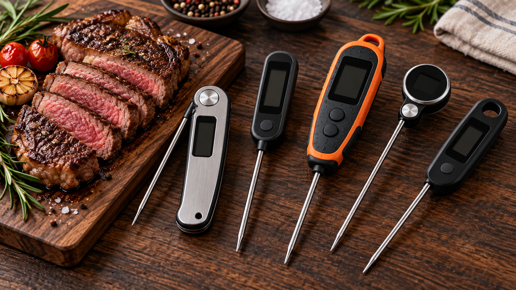 薄いステーキに使いやすいデジタル肉用温度計5種類