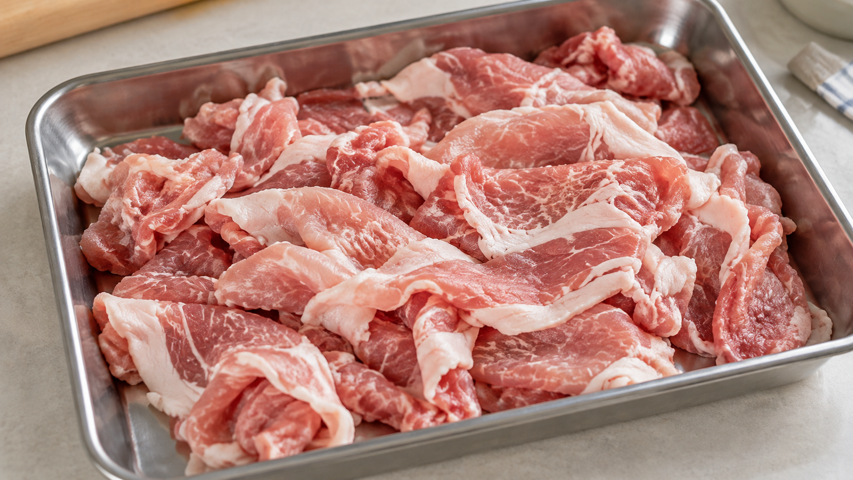 脂の付き方や厚みや形が異なる豚こま肉