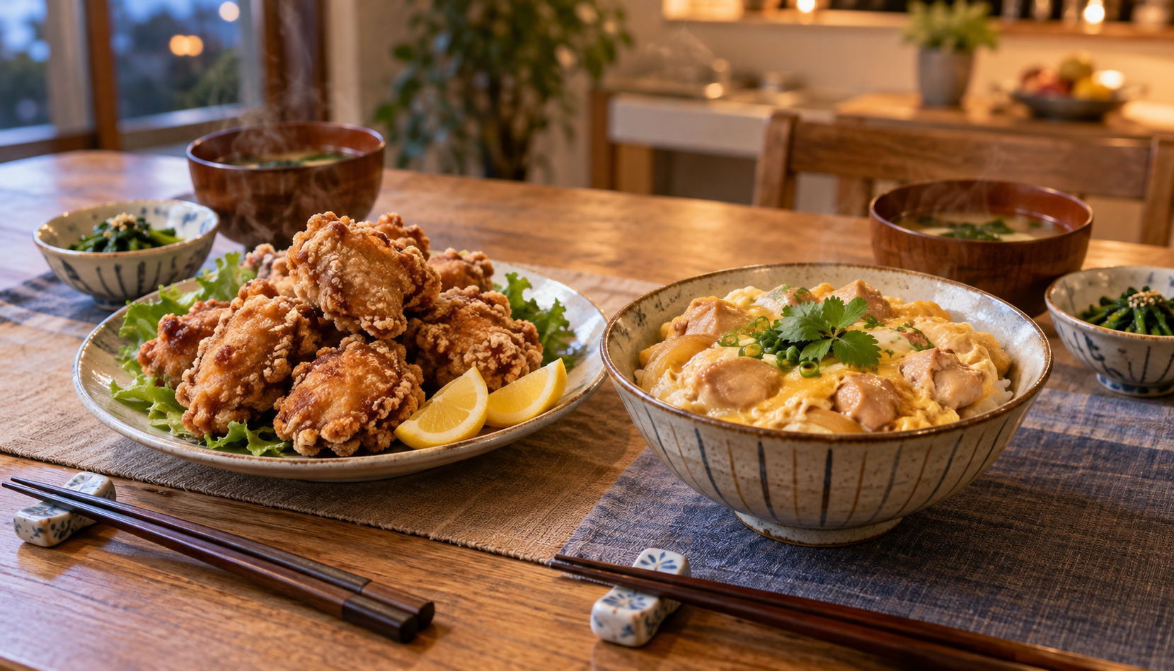 小分けした鶏肉で作る唐揚げと親子丼の食卓