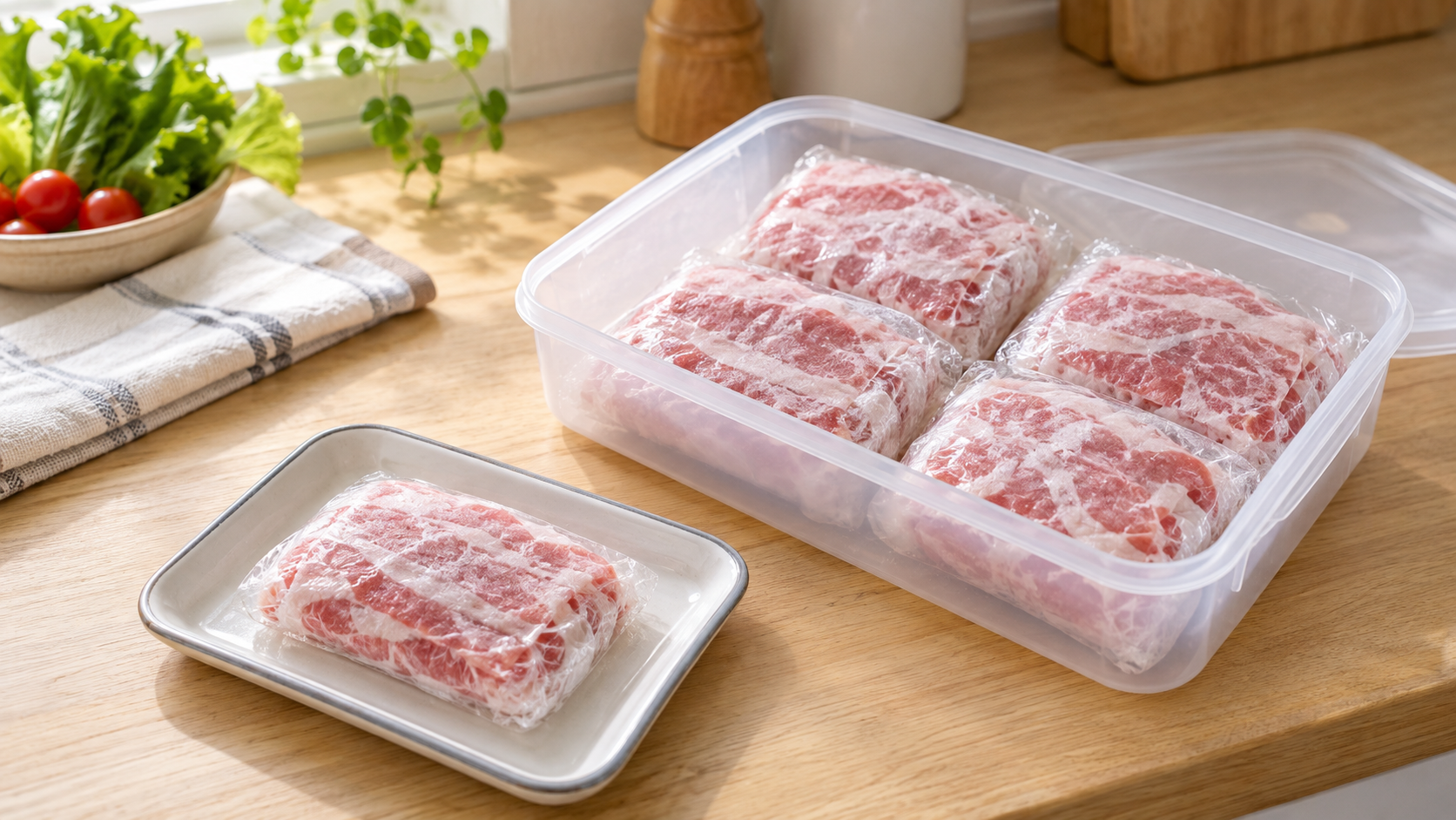 一回分ずつ個別に包んで取り出しやすくした冷凍肉