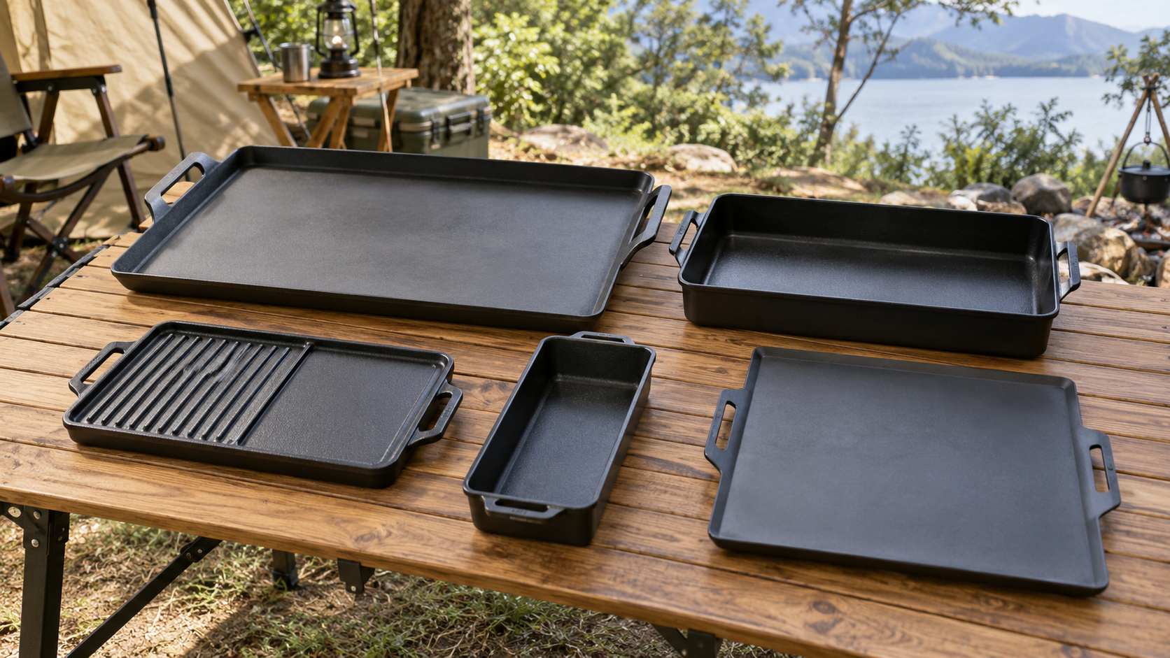 形や大きさが異なるBBQ用鉄板5種類のイメージ