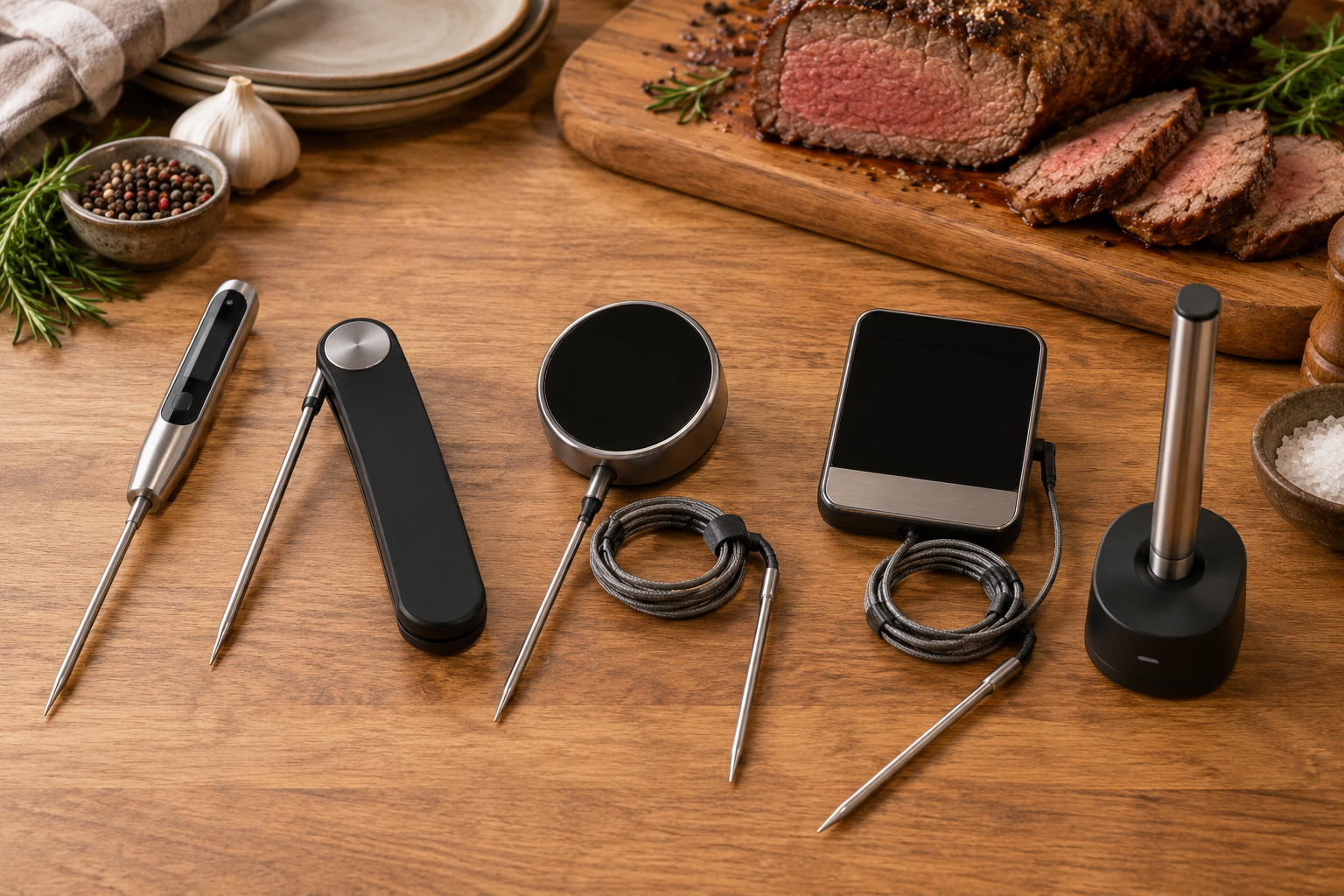 使い方の異なる5種類の肉用温度計のイメージ