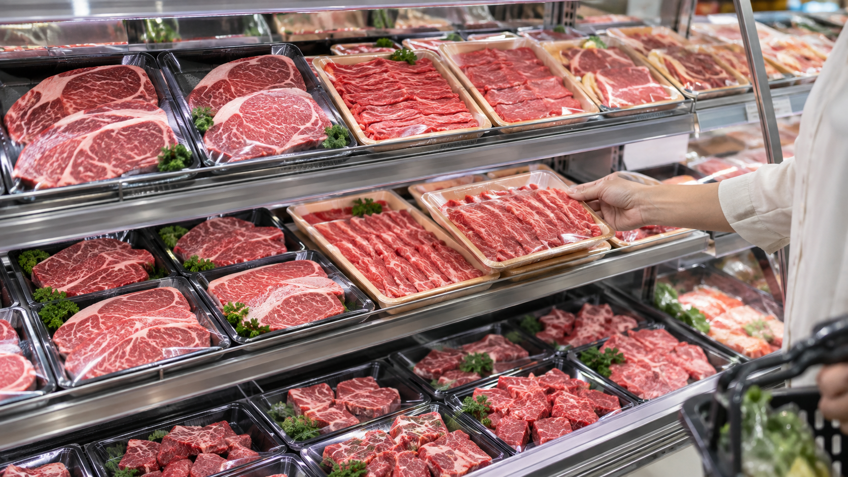 お客さんが牛肉を選びやすい売場